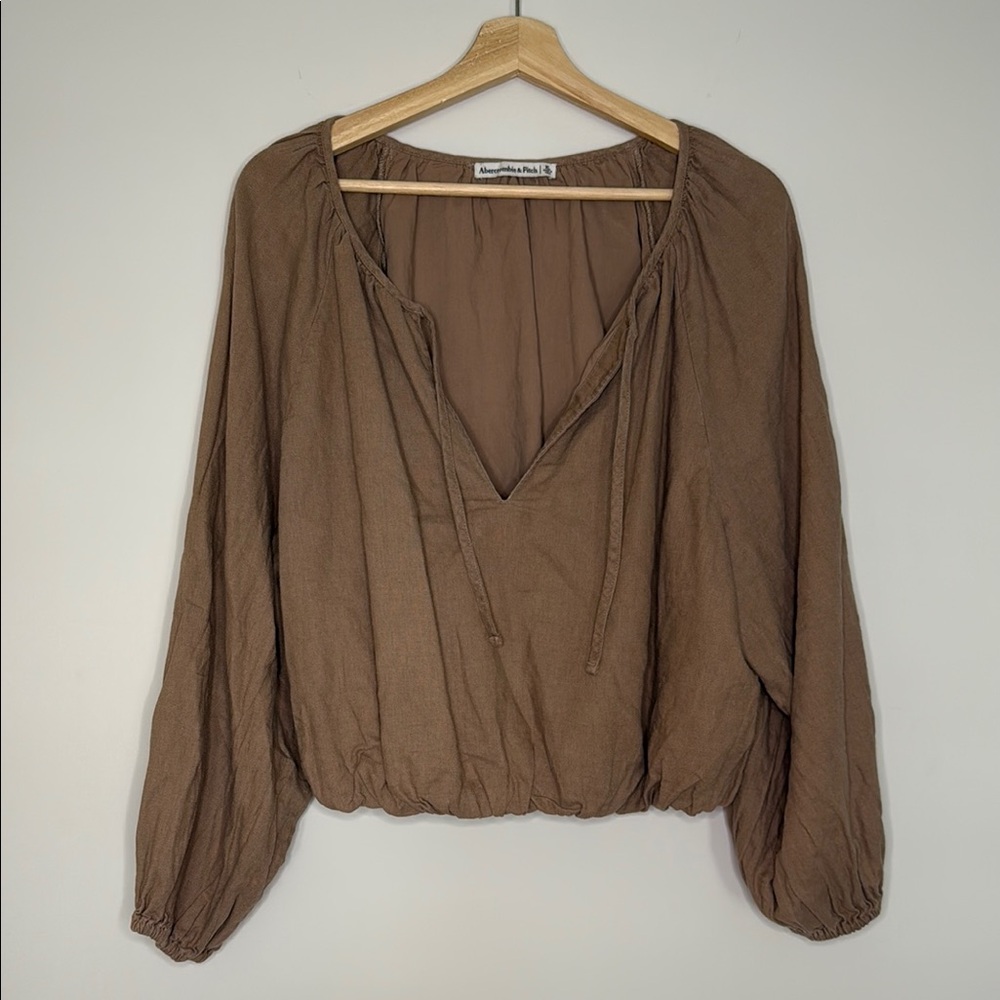 Abercrombie & Fitch Relaxed Brown Long Sleeve Blouse